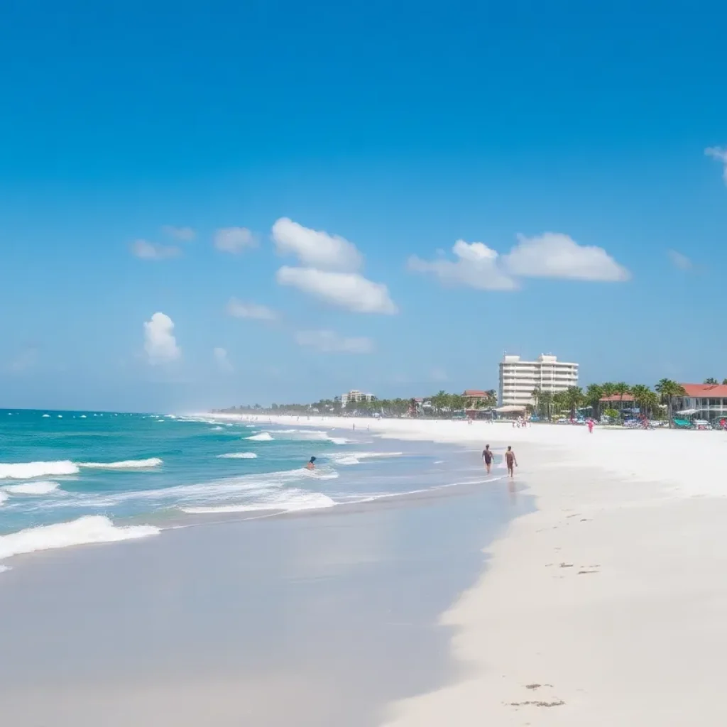 Sunny Florida beach scene with affordable retirement communities.