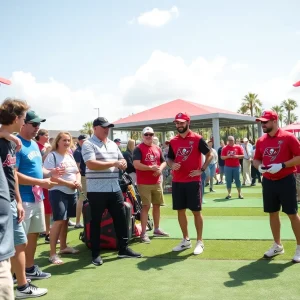 Fans enjoying the BE The Ball fundraiser event at Top Golf in Tampa