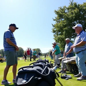 Participants at a charity golf tournament for veterans in Pace, Florida