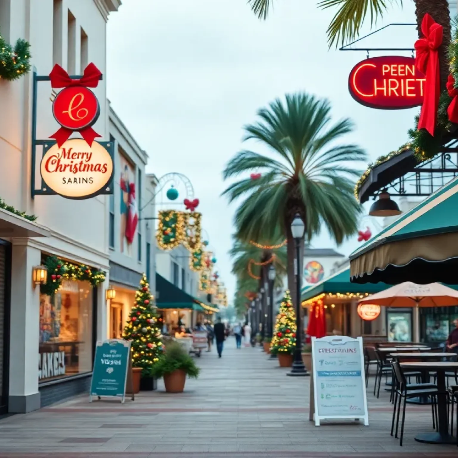 A lively scene of Christmas Day shopping and dining in Tampa Bay.