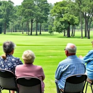 Residents of Palm Harbor gather at a meeting to discuss the future of their golf course.