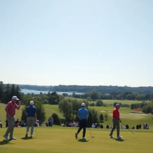 Lush golf course landscape during a tournament