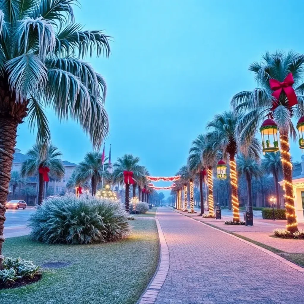 Frosty Florida landscape during Christmas