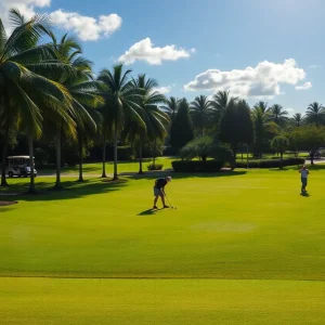 Golfers at a public golf course in Florida