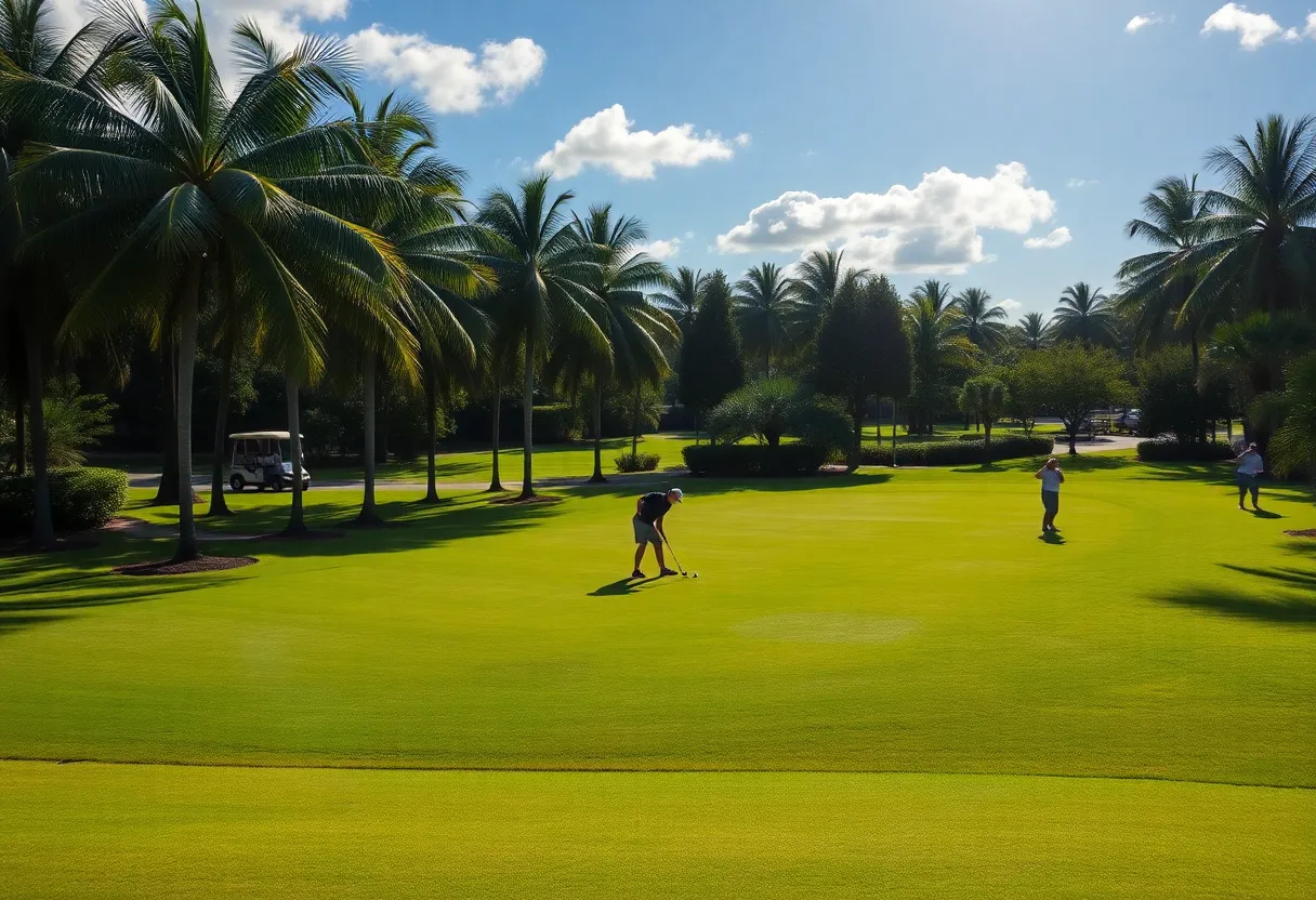 Golfers at a public golf course in Florida