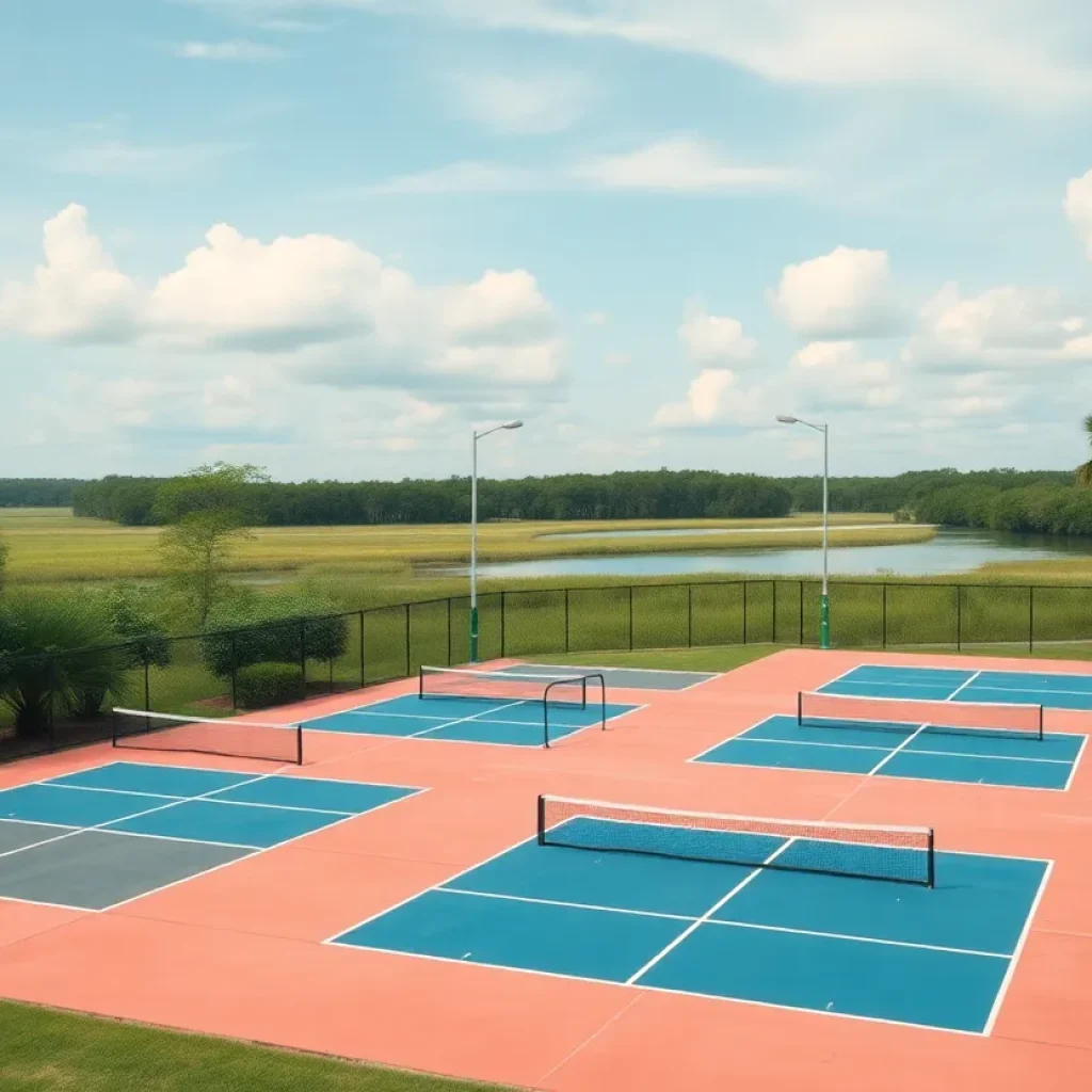 Pickleball courts at a Florida state park surrounded by nature.