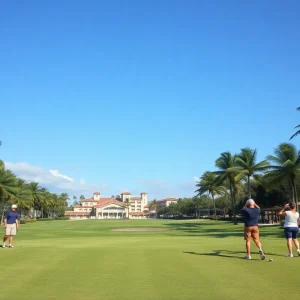 A beautiful golf resort in Florida with sunny skies and green fairways.