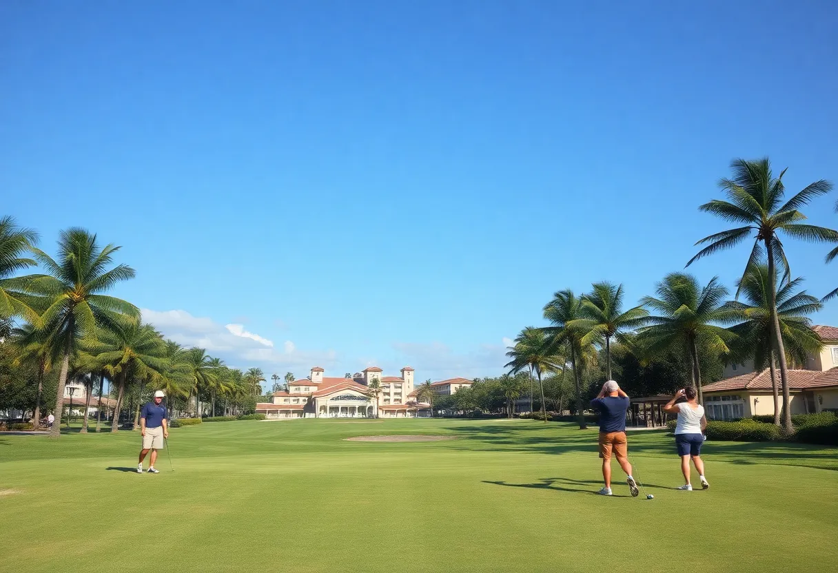 A beautiful golf resort in Florida with sunny skies and green fairways.