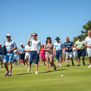 Diverse golfers enjoying a sunny day on the golf course