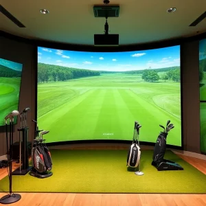 Golf simulator setup in Florida Governor's Mansion gym