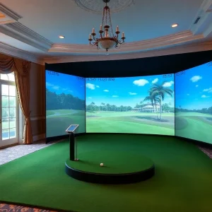 A golf simulator located inside the Governor's Mansion of Florida.