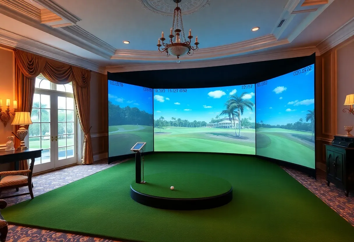 A golf simulator located inside the Governor's Mansion of Florida.