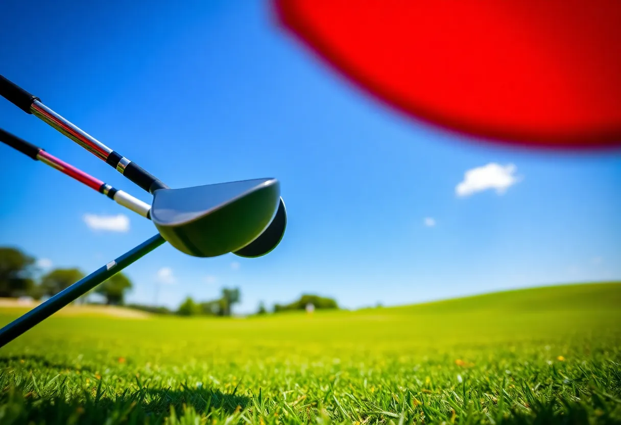 Golfers training at a sunny Florida golf course