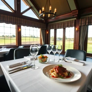 Exterior view of The Highland House restaurant at Dunedin Golf Club