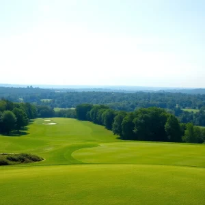 Golf enthusiasts enjoying the International Series India tournament at a lush golf course.