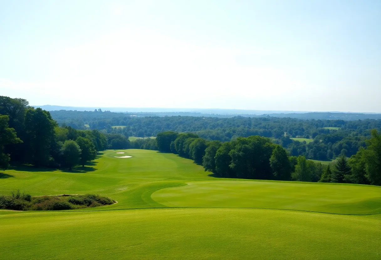 Golf enthusiasts enjoying the International Series India tournament at a lush golf course.