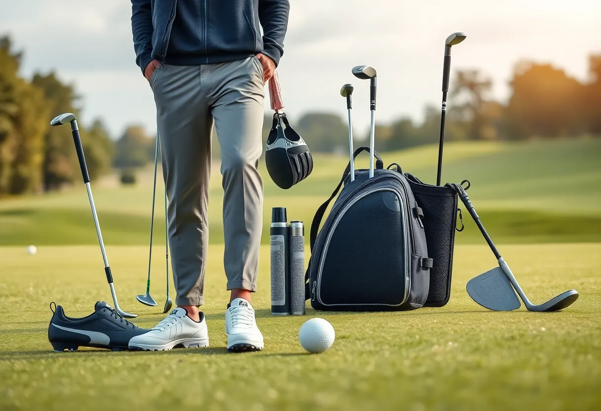 Latest golf gear innovations showcased on a golf course