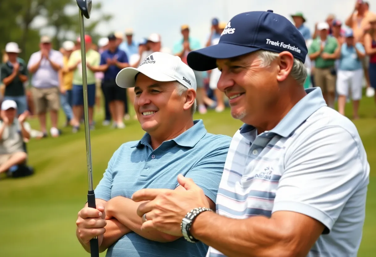 Crowd cheering at the PNC Championship golf event.