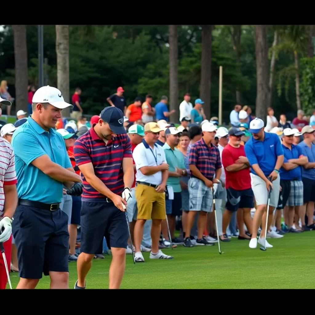 Athletes from baseball, football, basketball, and hockey playing golf at the PRO CUP event