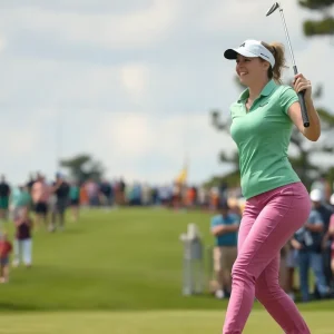 Rachel Tuttle takes a swing during the Dixie Amateur Golf Tournament