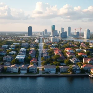 A bustling Tampa Bay skyline with various housing options illustrating the affordability crisis.