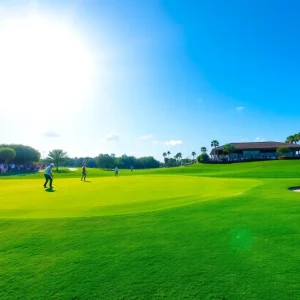 Golfers playing on a beautiful course in Tampa, Florida.