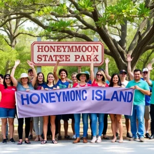 Residents protesting against golf course developments at Honeymoon Island State Park.