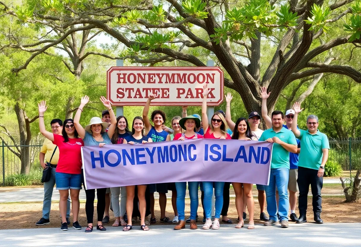 Residents protesting against golf course developments at Honeymoon Island State Park.