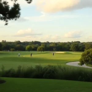 Golfers playing in a scenic state park in Tampa, Florida.