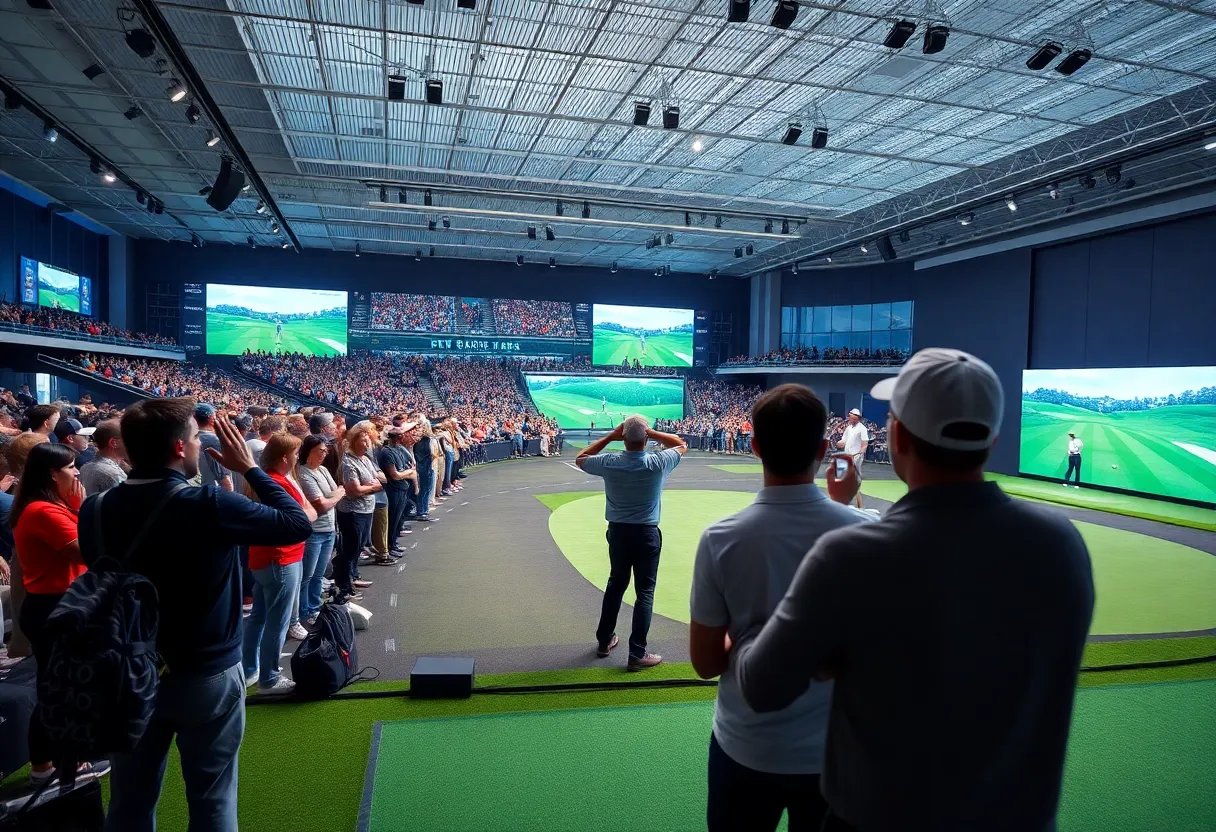 Indoor golf arena showcasing TGL Golf League match