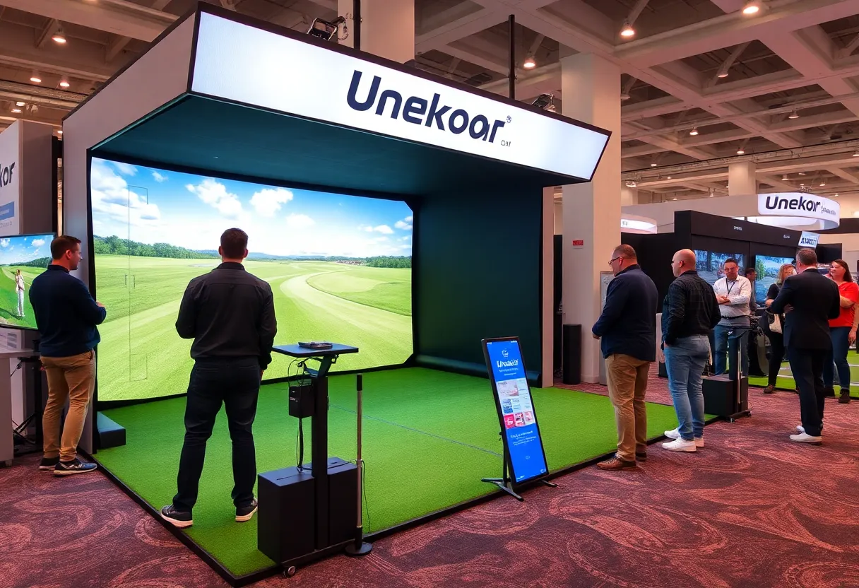 Uneekor booth showcasing golf simulators at PGA Show 2024