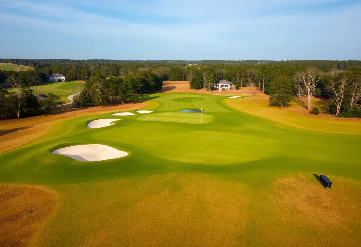 Scenic view of Yeamans Hall Golf Course with golfers.