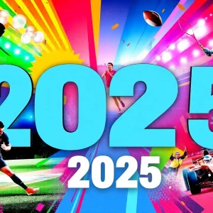 Collage of various sports events in 2025 including rugby, football, golf, and tennis.