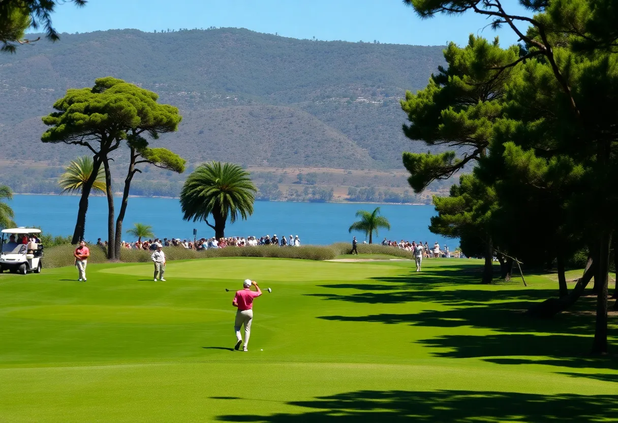 Lush Coachella Valley golf course during the 2025 American Express Golf Tournament