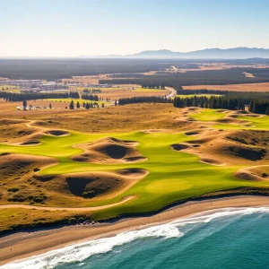 Scenic view of Bandon Dunes Golf Course with lush greenery