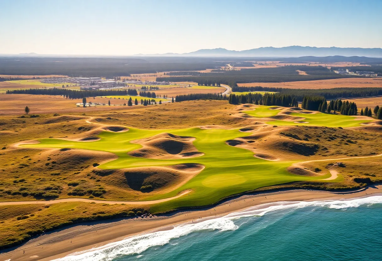 Scenic view of Bandon Dunes Golf Course with lush greenery