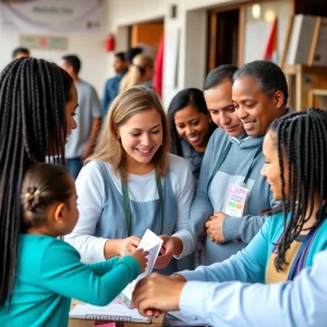 Volunteers helping in a charity setting in Tampa