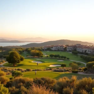 Scenic view of Costa Navarino golf course with Mediterranean landscape