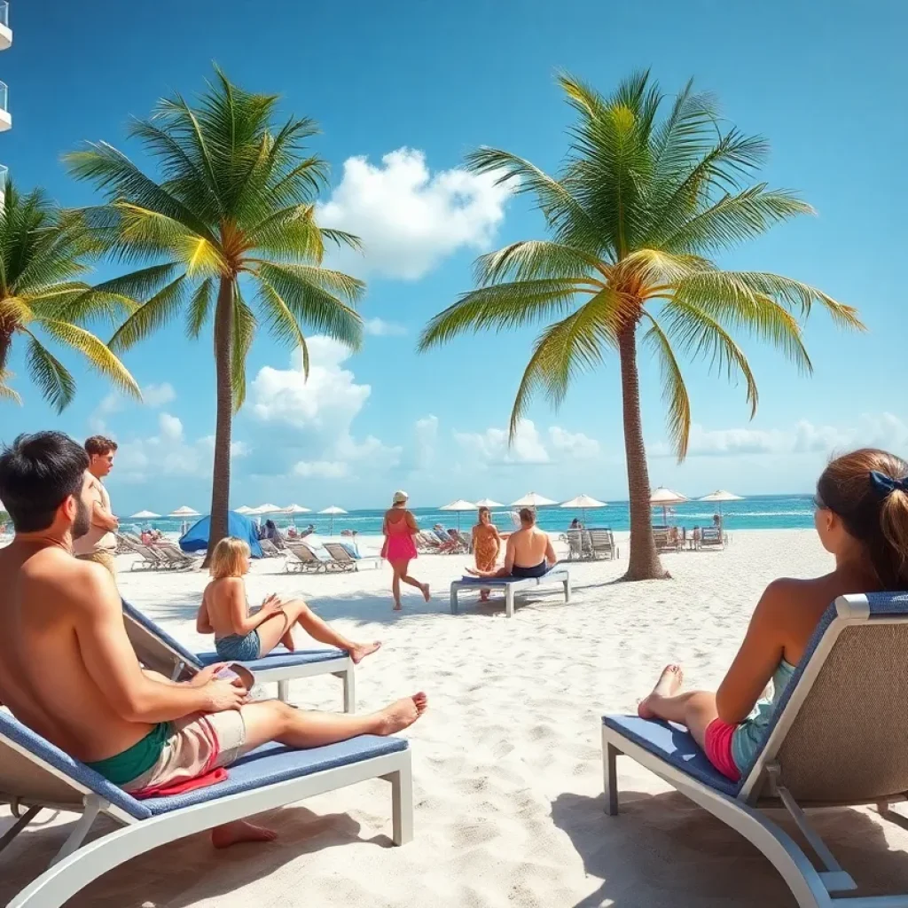 A family relaxing at a beach resort in Florida