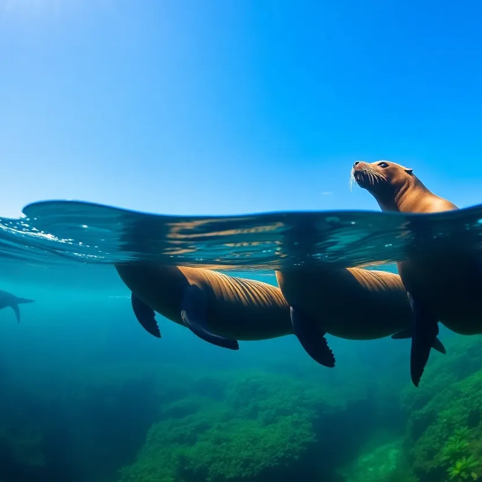 Sea lions in their new habitat at Florida Aquarium