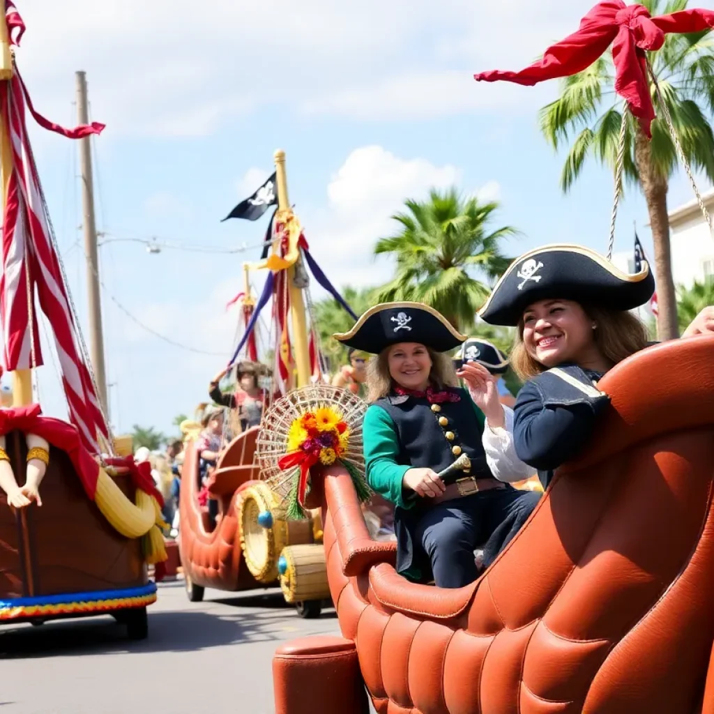 Gasparilla Pirate Festival with colorful floats and pirates