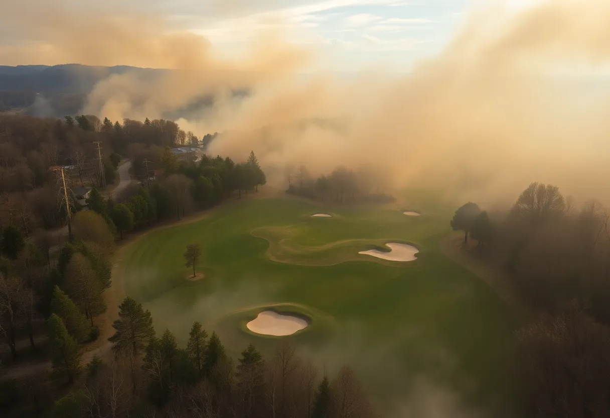 Golf course empty due to wildfires affecting the Genesis Invitational