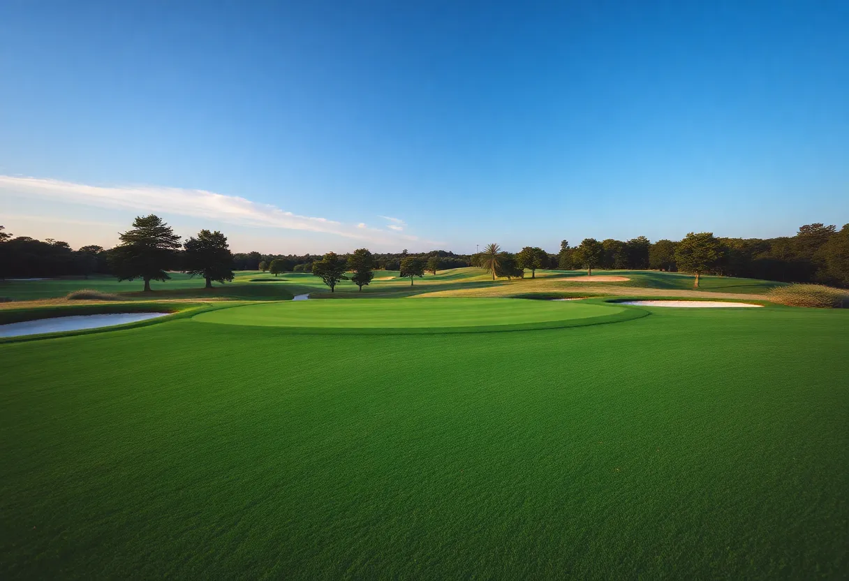 Close-up view of a beautiful golf course