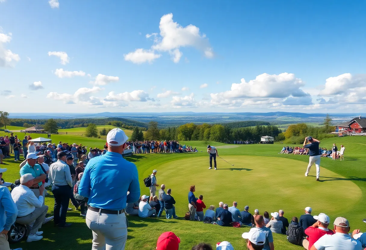 Golfers practicing on a sunny course