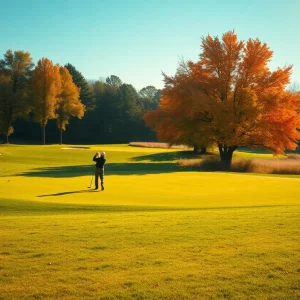 Golf tournament scene in Thailand with players and beautiful scenery