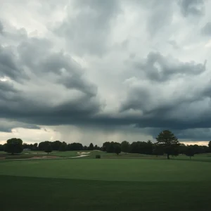 Abandoned golf course after a violent incident