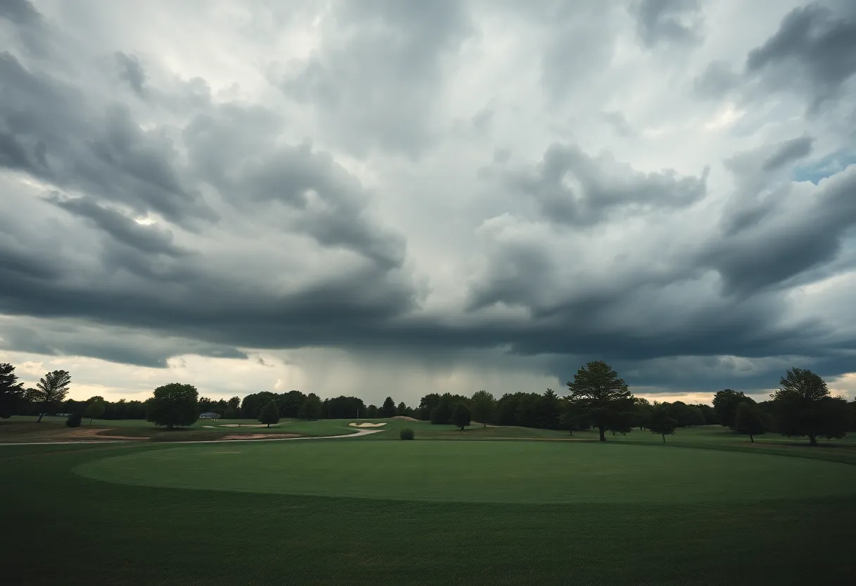 Abandoned golf course after a violent incident