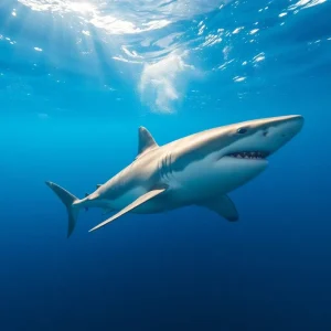 Great White Shark Swimming in Florida