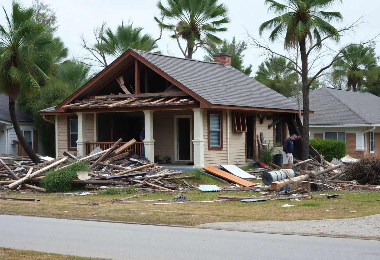 Devastated Clearwater neighborhood after Hurricane Helene