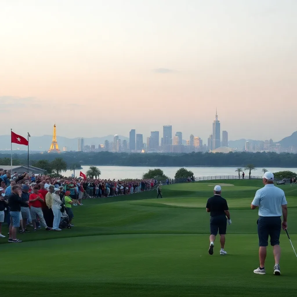 Golfers playing at the International Series India